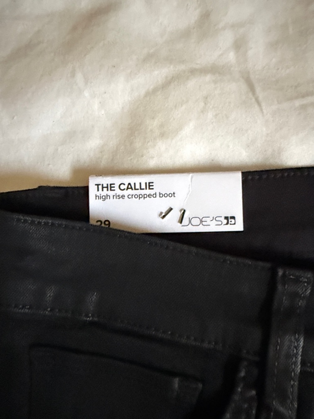 Joe's Jeans Black Coated The Callie high rise cropped boot Sz 29 NWT - Picture 3 of 6